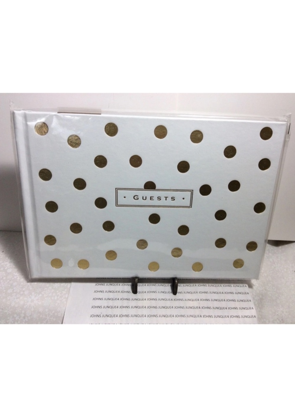 Guest Book- White w/Gold polka dots.